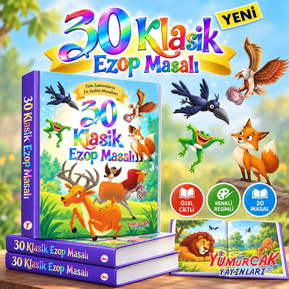 📚✨ 30 Klasik Ezop Masalı – Şimdi Yenilendi! ✨🦊

Tüm zamanların en seçkin masalları, rengârenk resimleriyle çocuklarla buluşuyor! 🌈

🐢 Kimi zaman sabrı, kimi zaman dostluğu, kimi zaman da akıllıca düşünmeyi öğreten Ezop Masalları; çocuklara hem keyifli bir okuma deneyimi sunuyor hem de hayatın içinden değerli dersler veriyor.

📖 30 klasik masal, birbirinden güzel renkli resimler ve özel ciltli tasarım!

Her masalda yeni bir macera, her sayfada keşfedilecek bir ders var. 💛

🌟 Çocukların kitaplığında mutlaka yer alması gereken klasik bir eser!

📚 30 Klasik Ezop Masalı
❤️ Özel ciltli
🎨 Renkli resimli
🦁 30 unutulmaz masal

Yumurcak Yayınları ile masallar hiç bitmesin! 🐾

#YumurcakYayınları #EzopMasalları #ÇocukKitapları #MasalZamanı #KitapÖnerisi