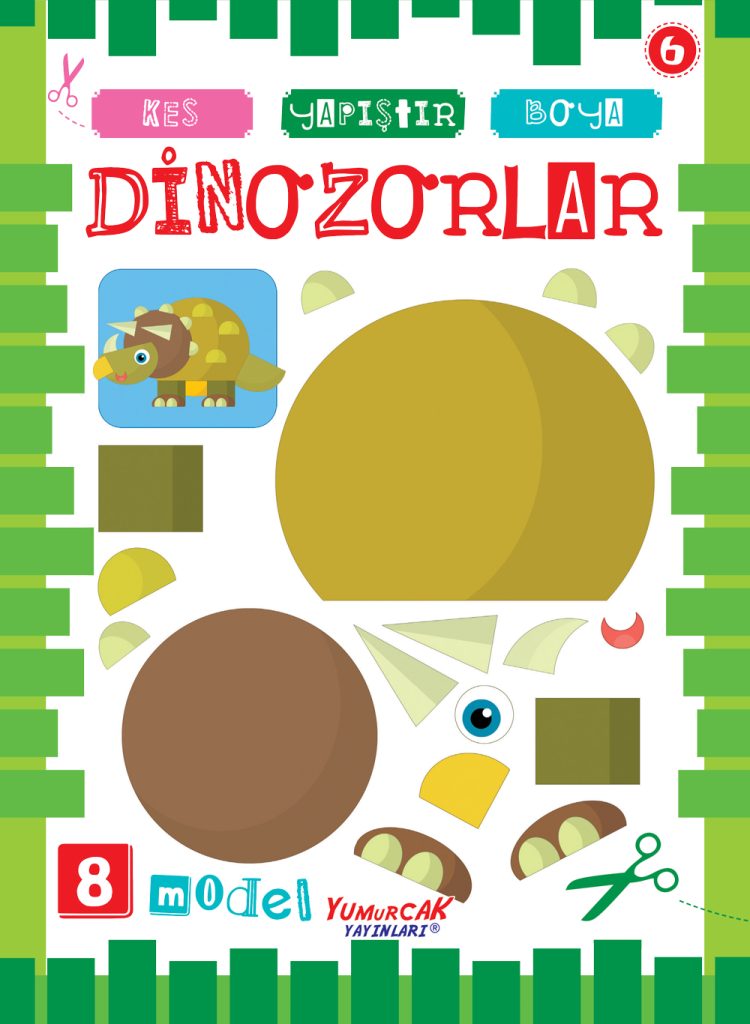 Kes Yapıştır Boya - Dinozorlar - 8 Model içerir