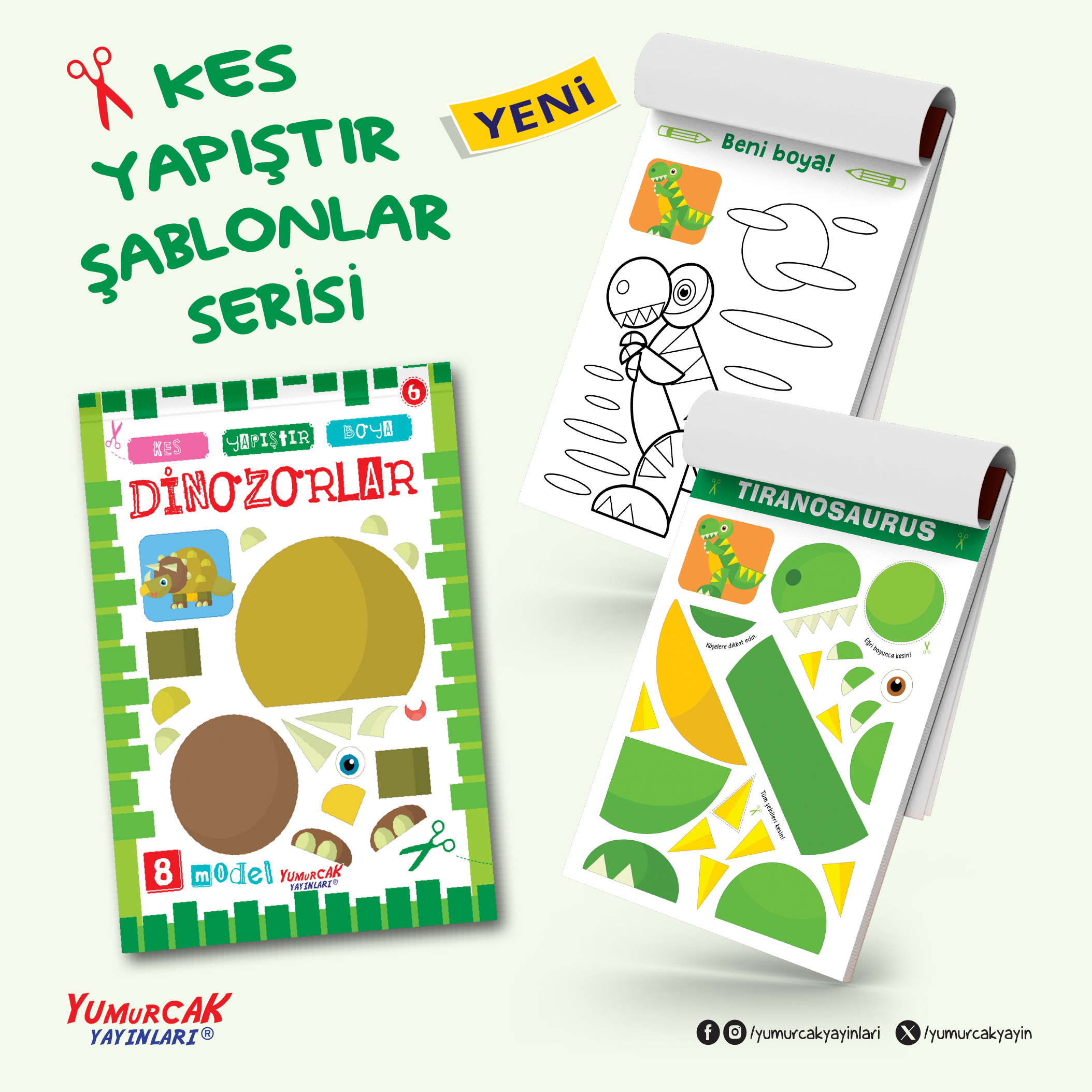 Kes Yapıştır Boya - Dinozorlar - 8 Model içerir - Görsel 2
